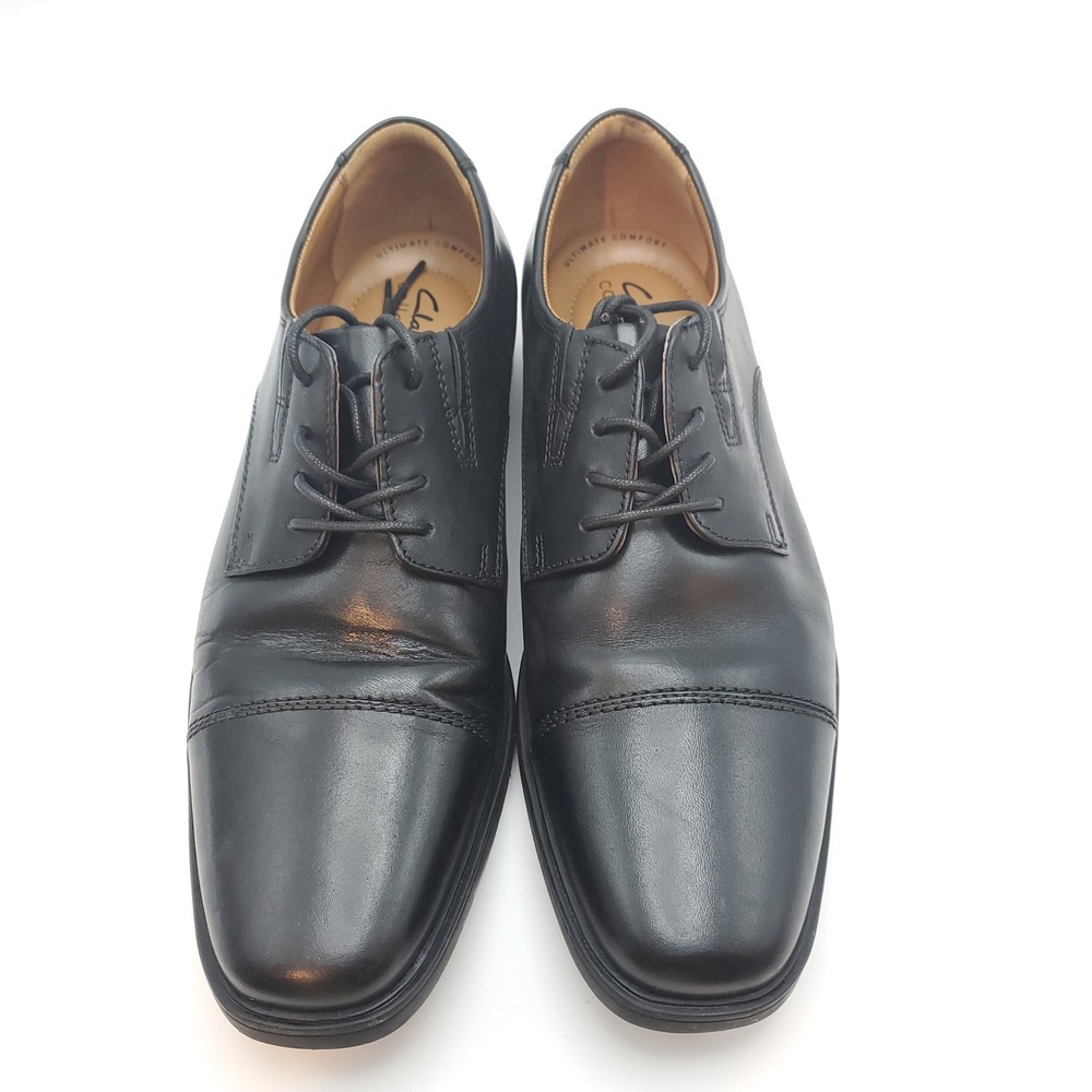 Clarks Tilden Cap Black Leather Oxford Dress Shoes Men's Size 8.5 - Picture 4 of 11